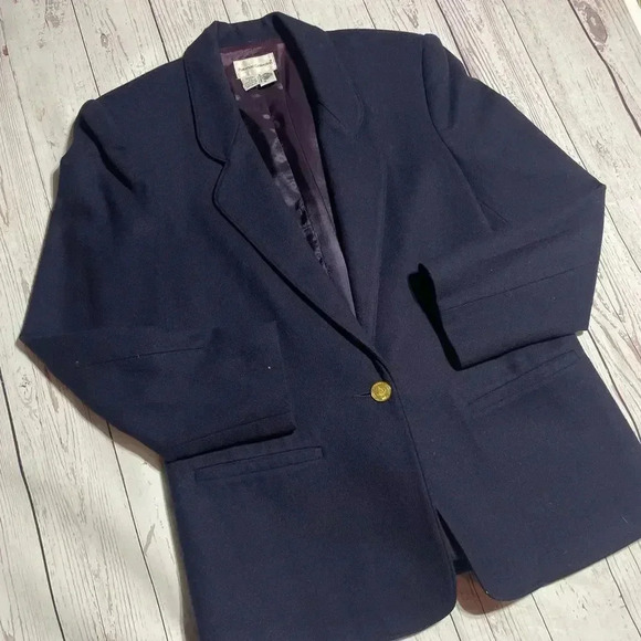 100% Pure Wool Dark Blue Vintage Blazer by‎ Potomac Collection - Picture 1 of 6